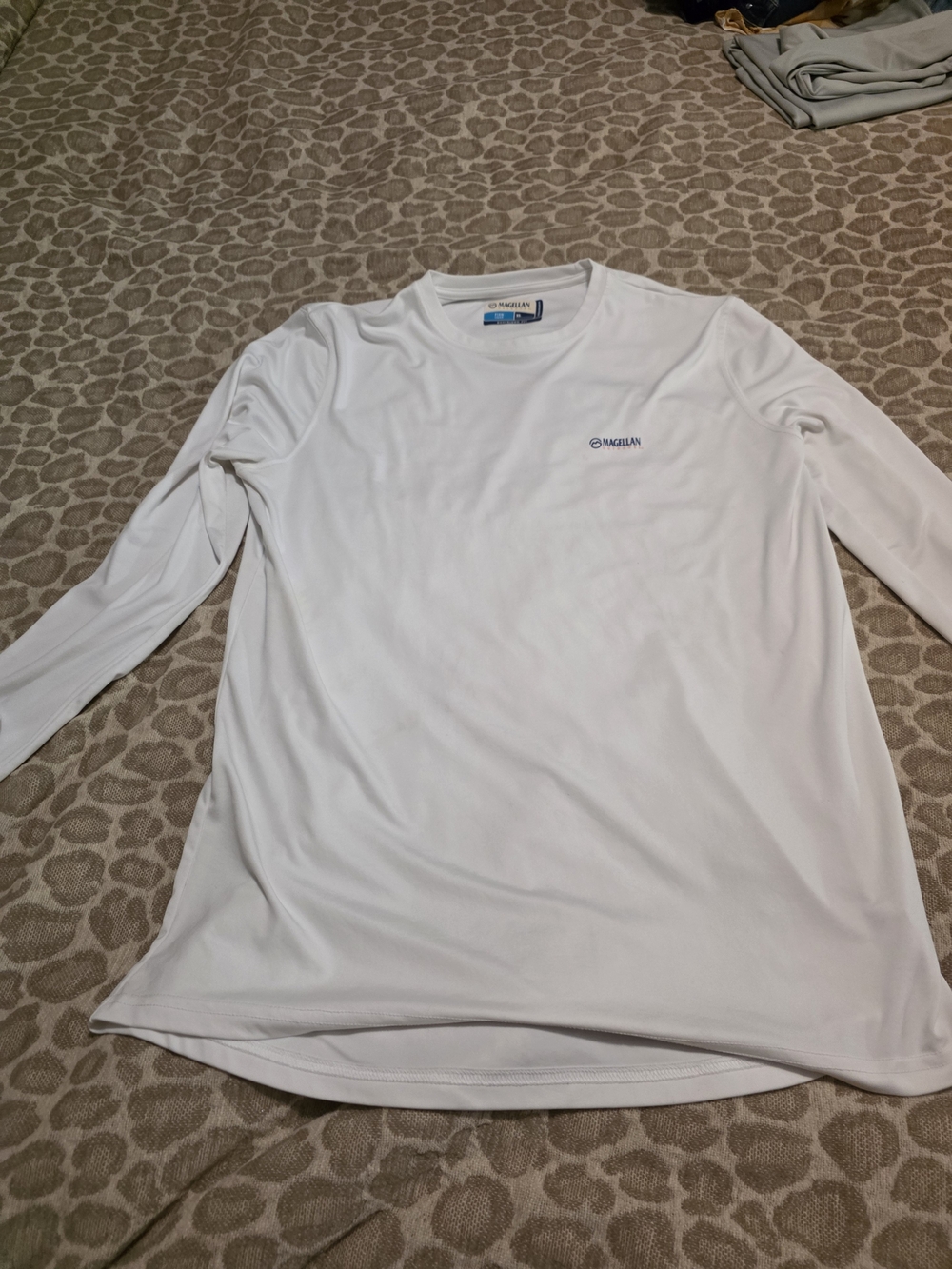 Womens Magellan Outdoors White Long Sleeve Performance Fishing Tee